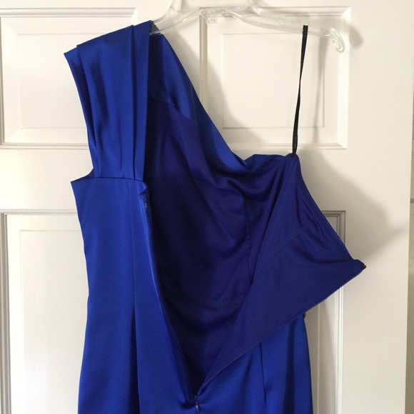 David Meister one shoulder cocktail dress blue - Picture 5 of 5